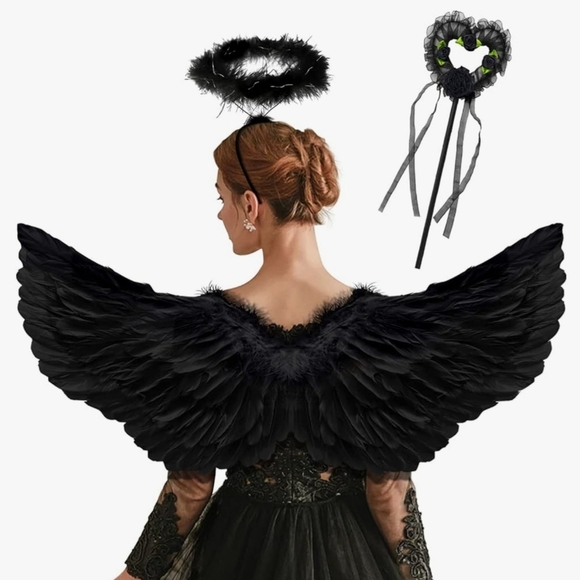 Other - NIB Sealed 3 Piece Womens Black Angel Wings
